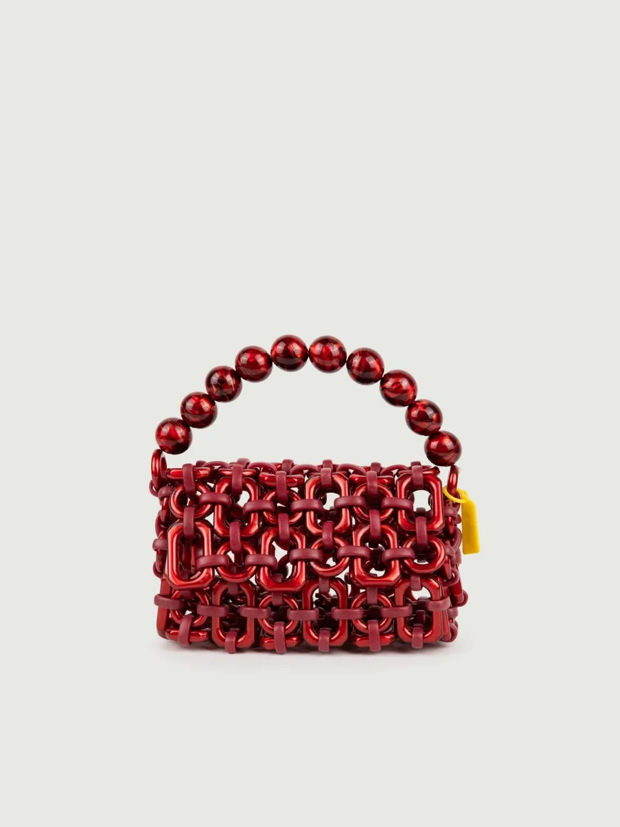 BORSA BUBBLE IN RESINA ROSSO METALLIZZATO