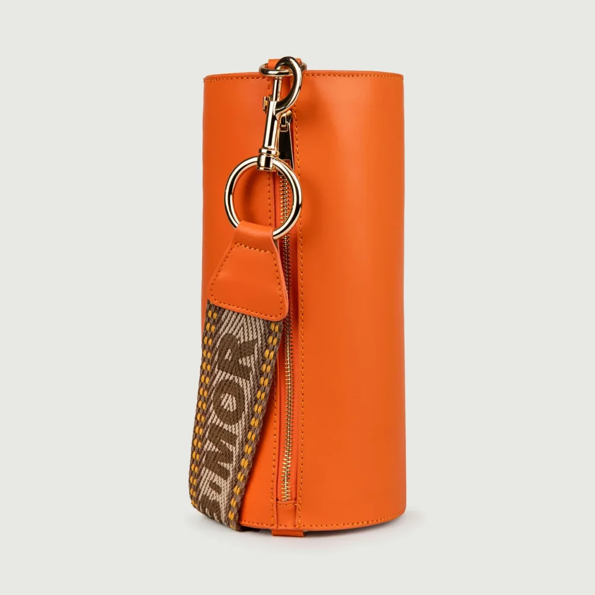 BORSA CILINDRO A TRACOLLA IN PELLE ARANCIONE "CIRCULAR" - immagine 4
