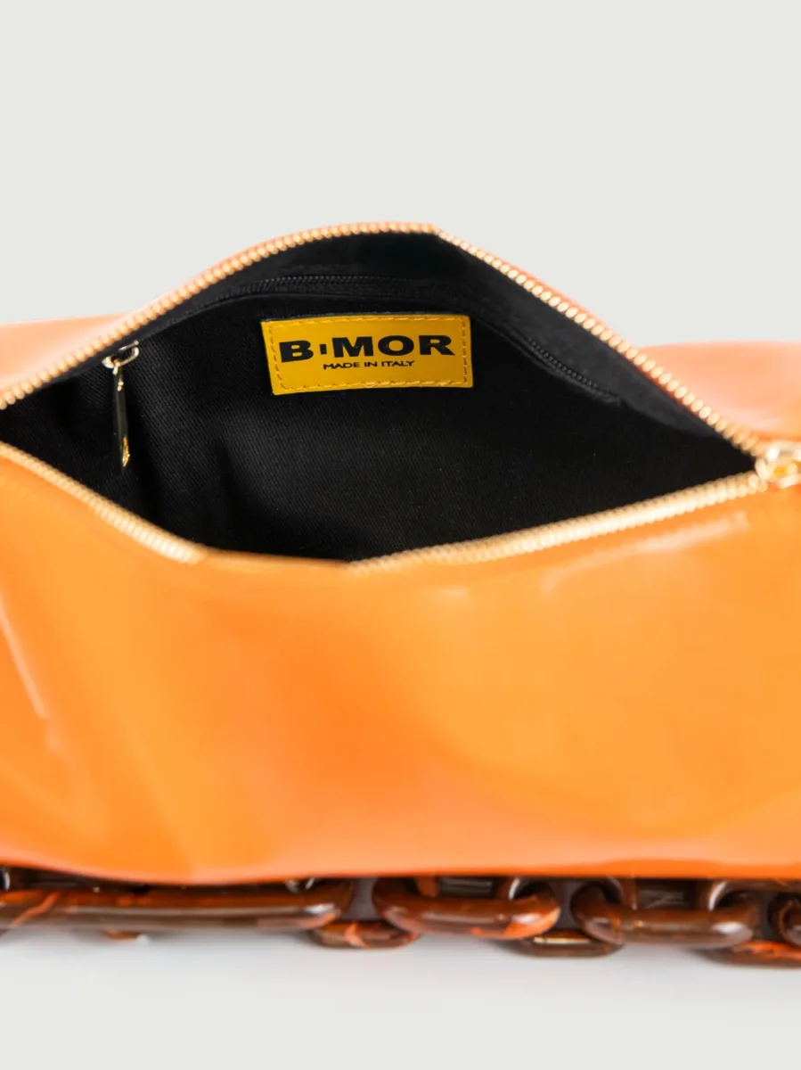 BORSA CILINDRO CIRCULAR ARANCIONE IN PELLE VERNICE - immagine 5