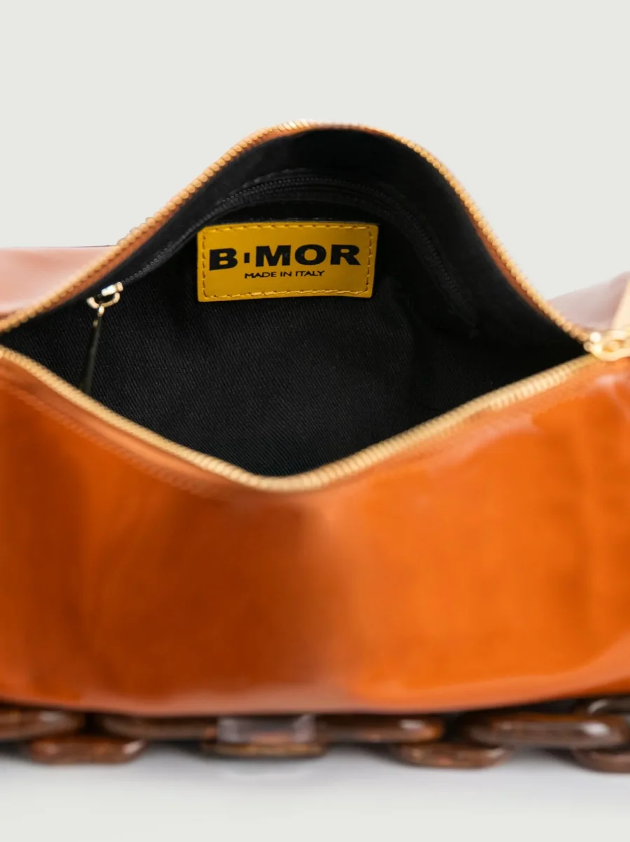 BORSA CILINDRO CIRCULAR MATTONE IN PELLE VERNICE - immagine 5