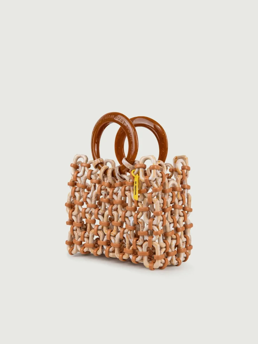 BORSA CON MANICI DOLL IN RESINA MULTICOLOR CARAMELLO - immagine 3