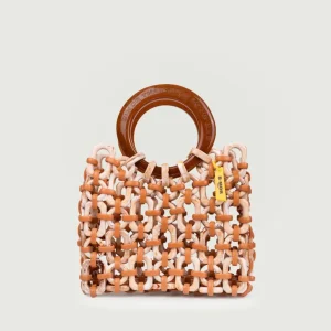 BORSA CON MANICI DOLL IN RESINA MULTICOLOR CARAMELLO