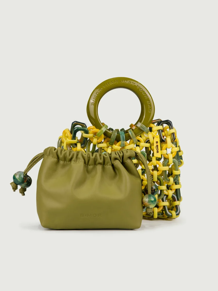 BORSA CON MANICI DOLL IN RESINA MULTICOLOR LIME - immagine 9