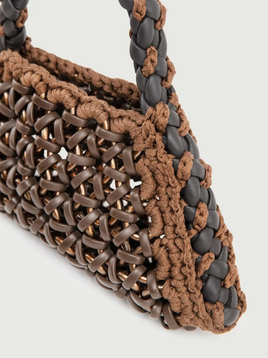 BORSA CRUSH IN RESINA E PELLE TESTA MORO - immagine 4