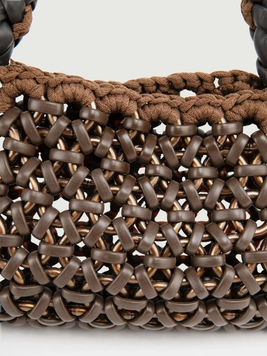 BORSA CRUSH IN RESINA E PELLE TESTA MORO - immagine 6