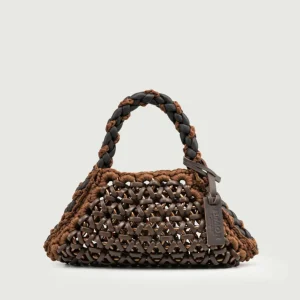 BORSA CRUSH IN RESINA E PELLE TESTA MORO