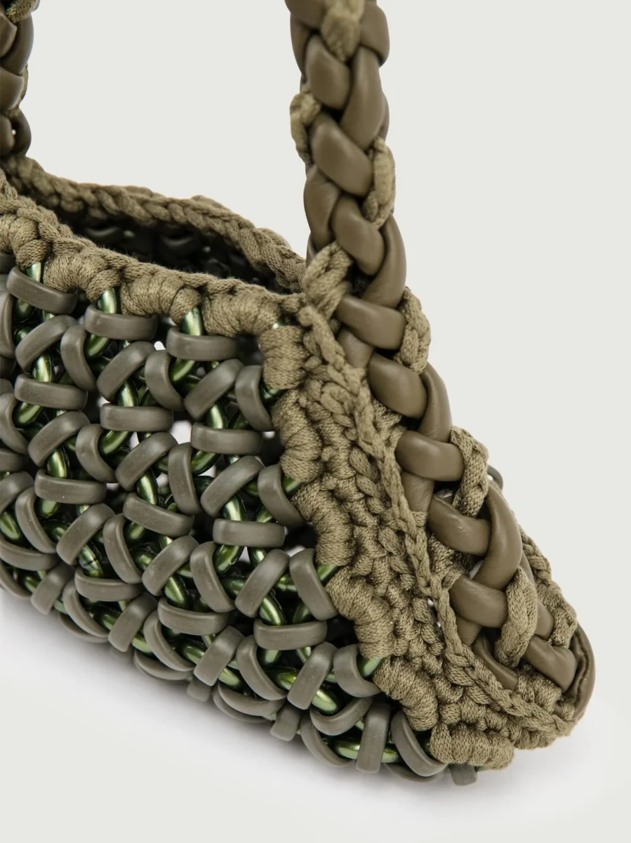 BORSA CRUSH IN RESINA E PELLE VERDE MILITARE - immagine 4