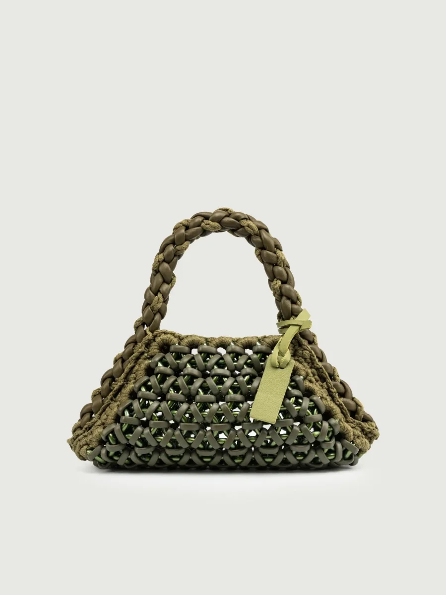 BORSA CRUSH IN RESINA E PELLE VERDE MILITARE