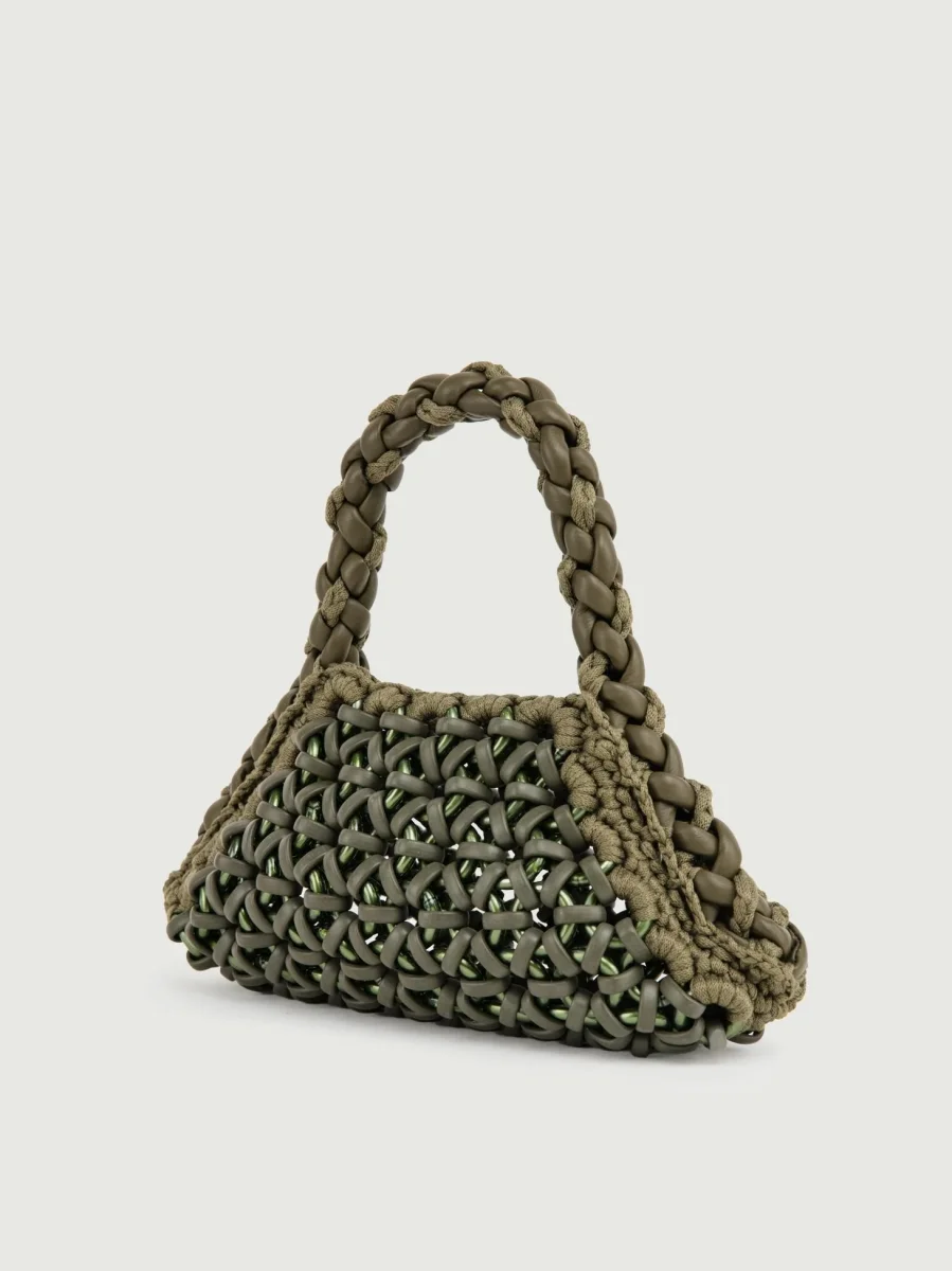 BORSA CRUSH IN RESINA E PELLE VERDE MILITARE - immagine 3