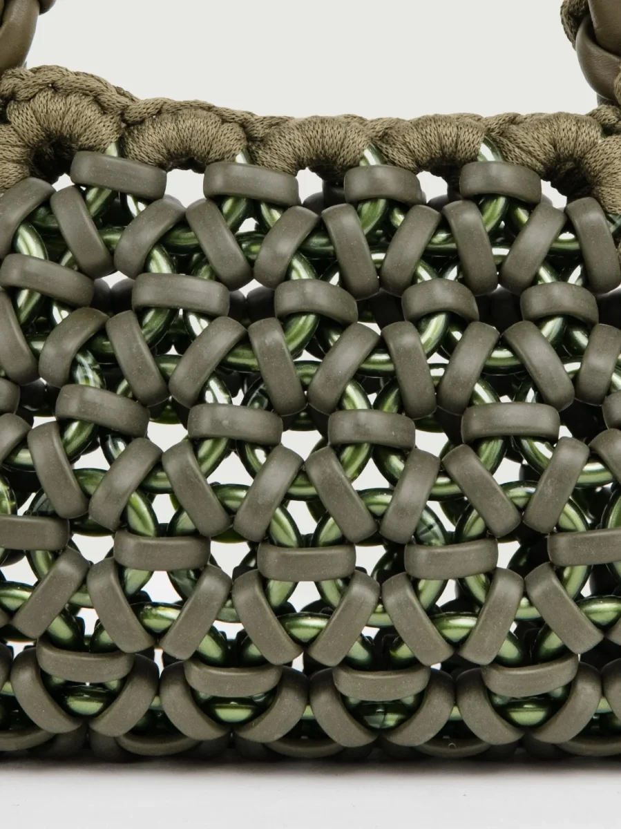 BORSA CRUSH IN RESINA E PELLE VERDE MILITARE - immagine 6