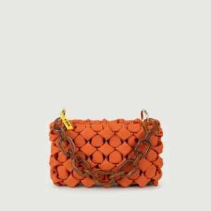 BORSA CURLY IN PELLE INTRECCIATA ARANCIONE