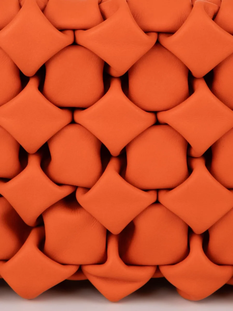 BORSA CURLY IN PELLE INTRECCIATA ARANCIONE - immagine 5