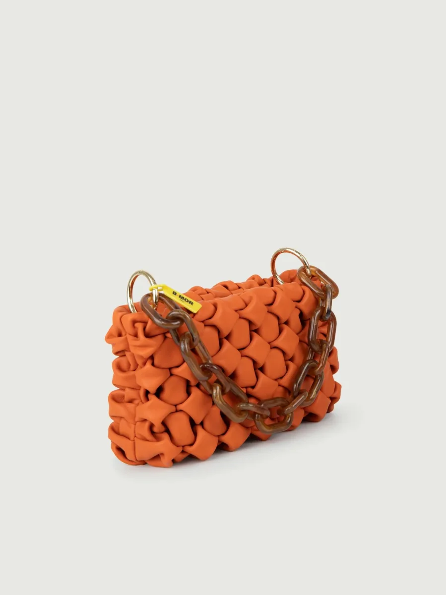 BORSA CURLY IN PELLE INTRECCIATA ARANCIONE - immagine 3