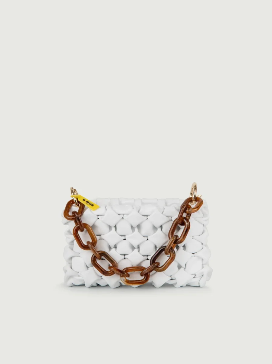 BORSA CURLY IN PELLE INTRECCIATA BIANCA
