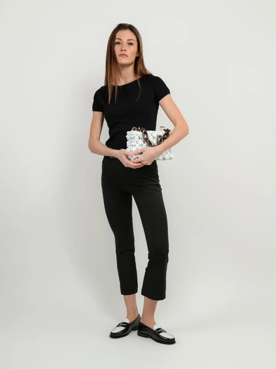 BORSA CURLY IN PELLE INTRECCIATA BIANCA - immagine 7