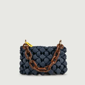 BORSA CURLY IN PELLE INTRECCIATA BLU