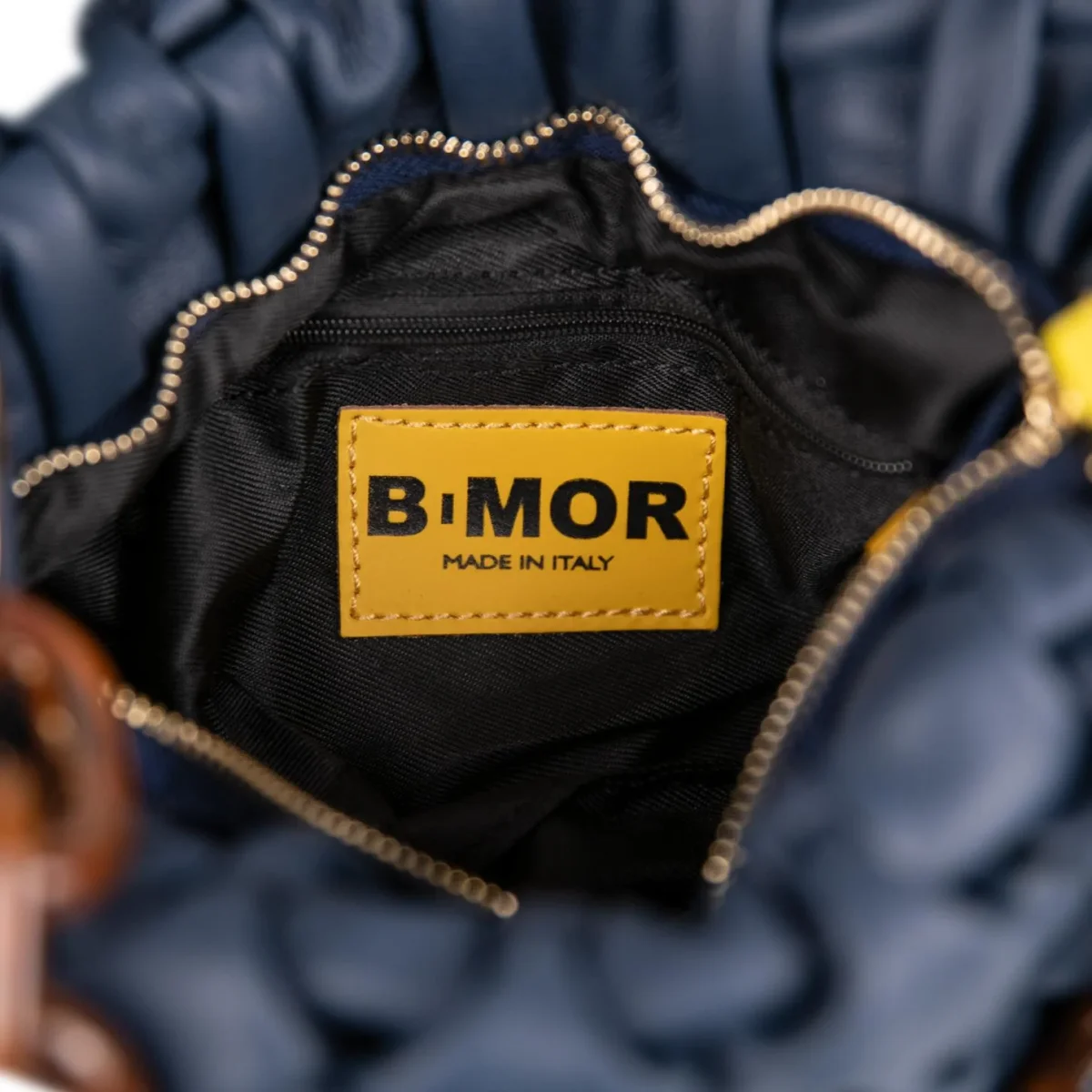 BORSA CURLY IN PELLE INTRECCIATA BLU - immagine 8