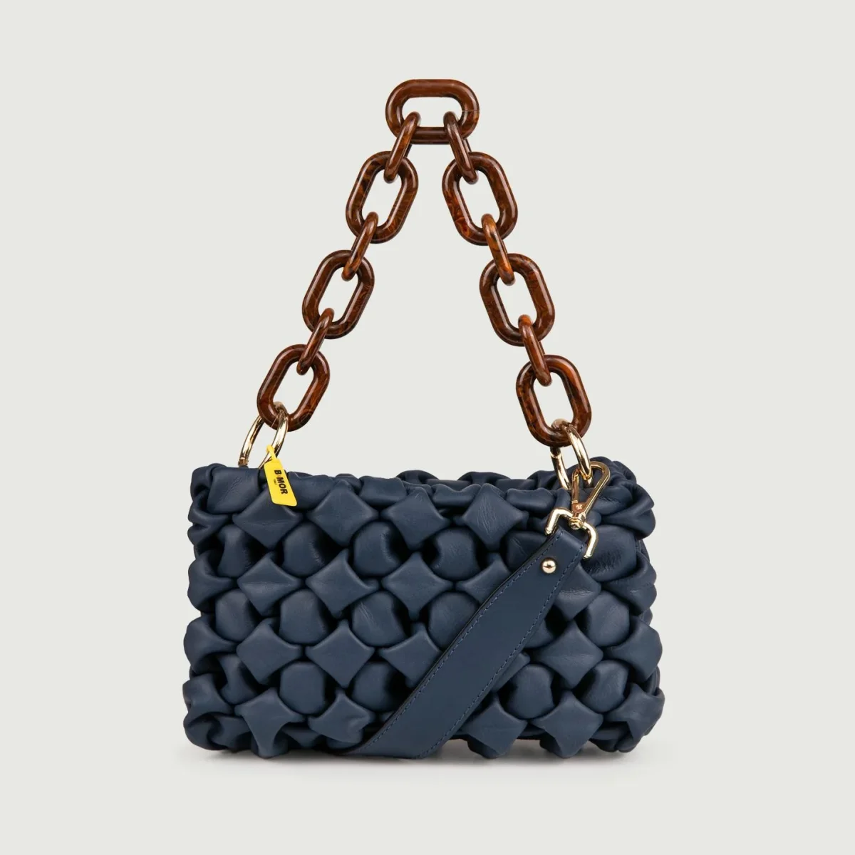 BORSA CURLY IN PELLE INTRECCIATA BLU - immagine 4
