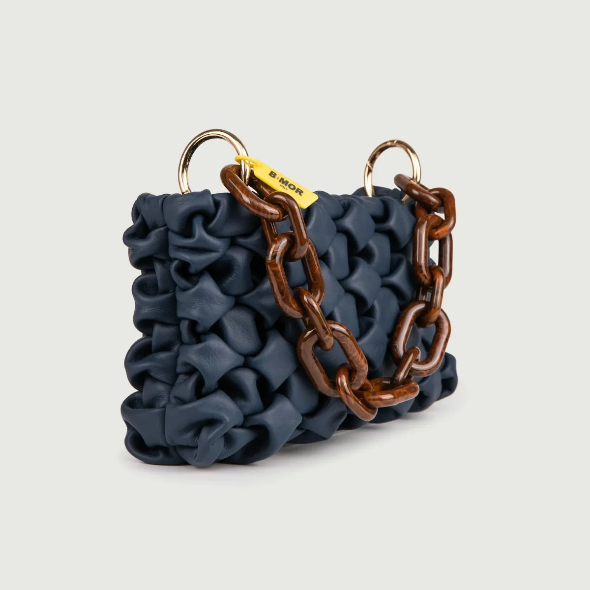 BORSA CURLY IN PELLE INTRECCIATA BLU - immagine 3