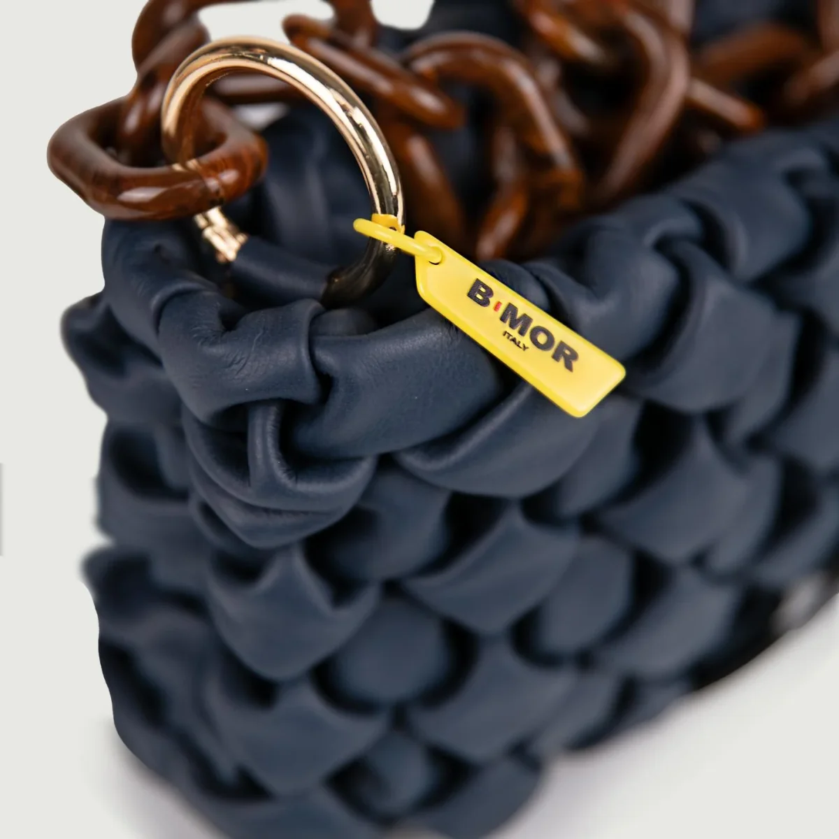 BORSA CURLY IN PELLE INTRECCIATA BLU - immagine 5