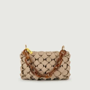 BORSA CURLY IN PELLE INTRECCIATA  CAPPUCCINO