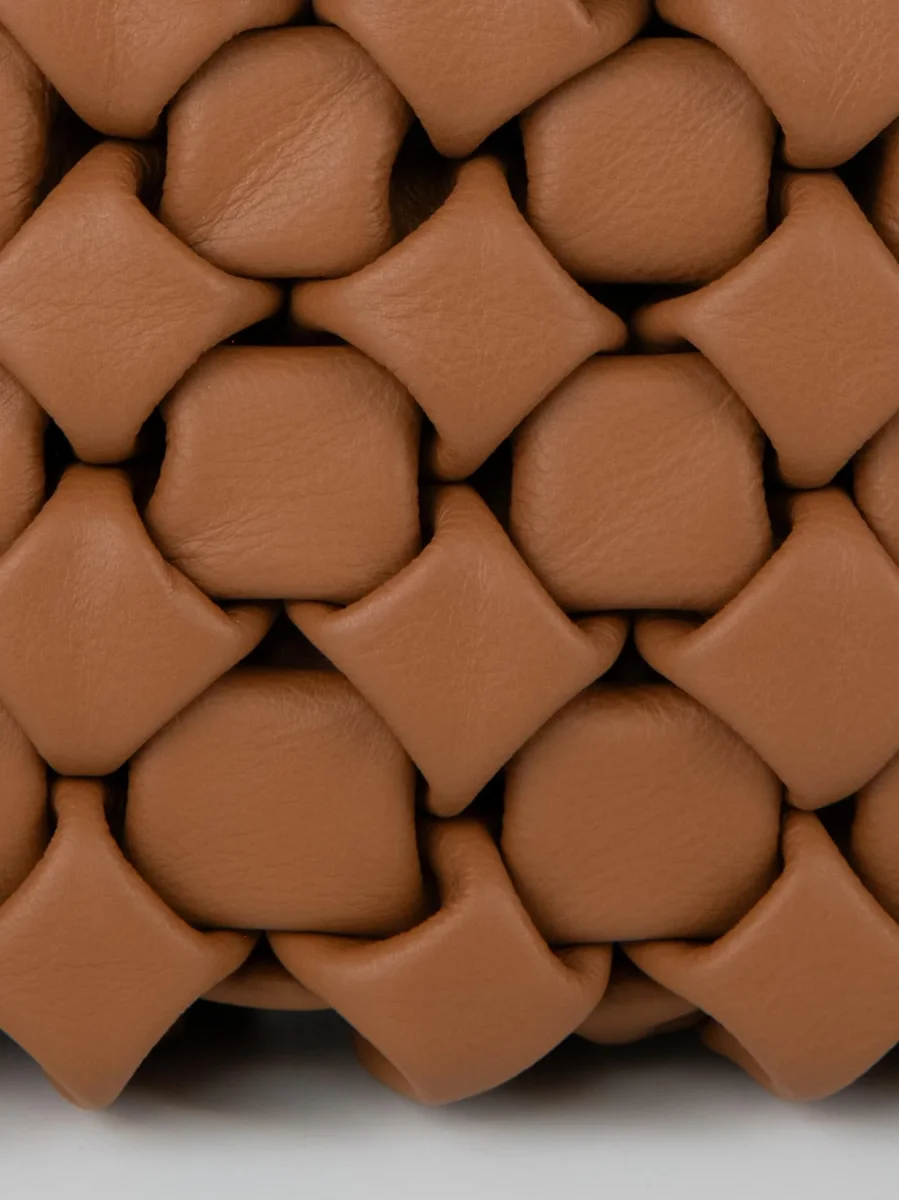 BORSA CURLY IN PELLE INTRECCIATA CUOIO - immagine 5