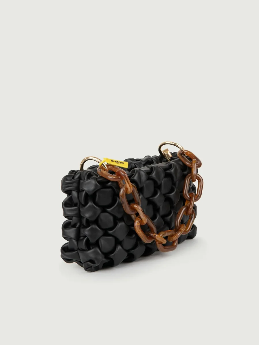 BORSA CURLY IN PELLE INTRECCIATA NERA - immagine 3