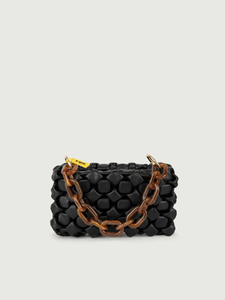 BORSA CURLY IN PELLE INTRECCIATA NERA