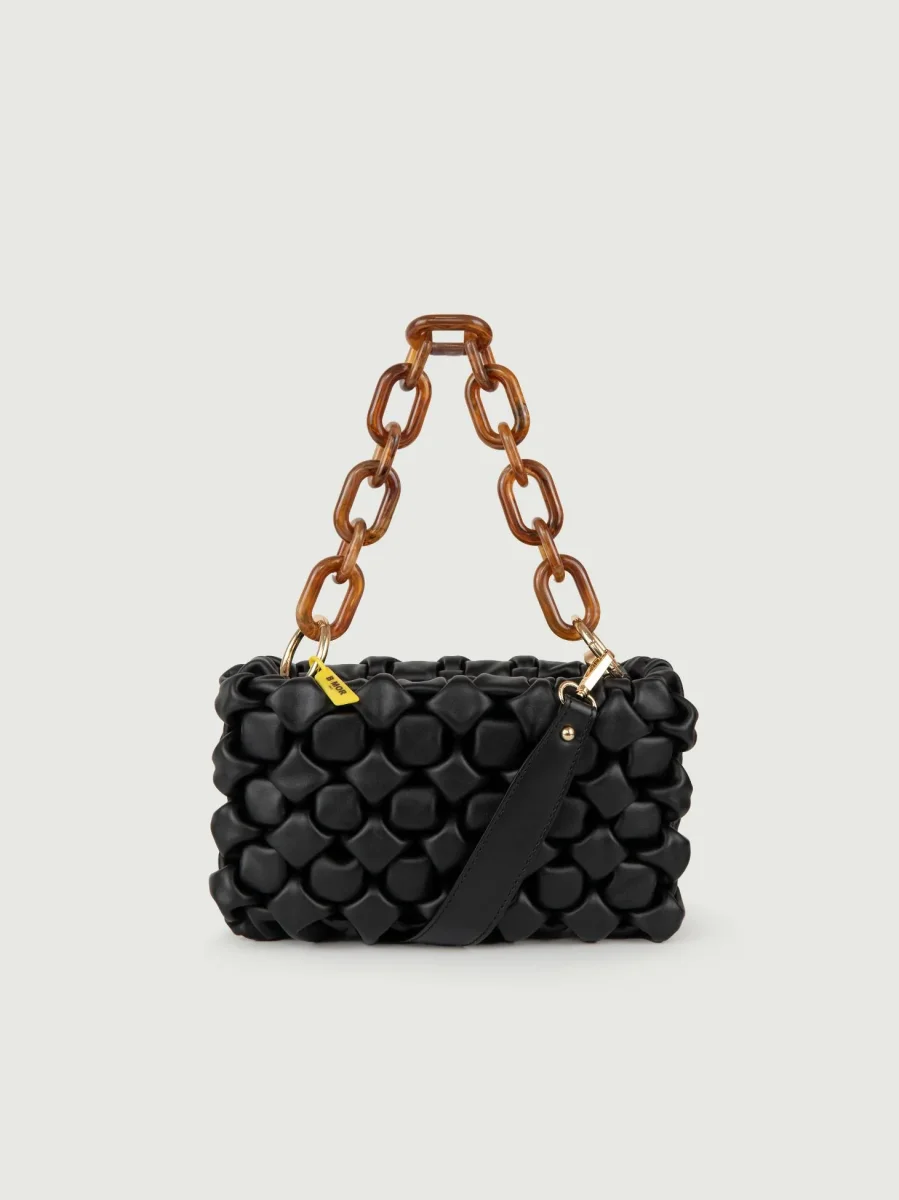 BORSA CURLY IN PELLE INTRECCIATA NERA - immagine 4