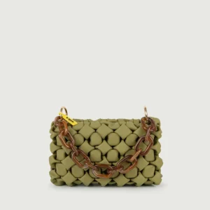 BORSA CURLY IN PELLE INTRECCIATA PISTACCHIO