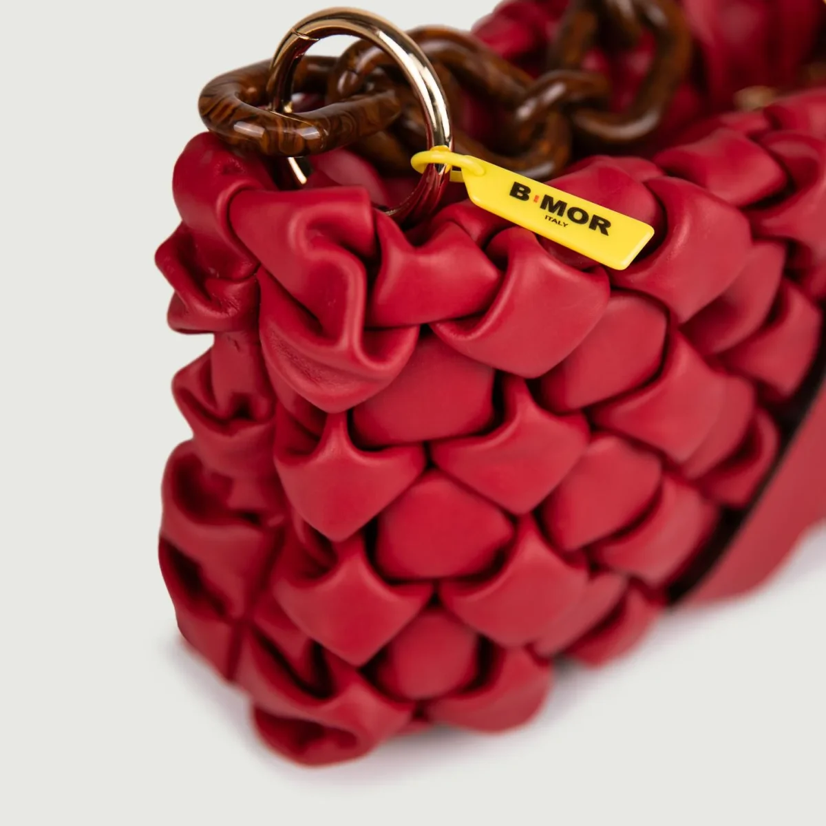 BORSA CURLY IN PELLE INTRECCIATA ROSSO RUBINO - immagine 5