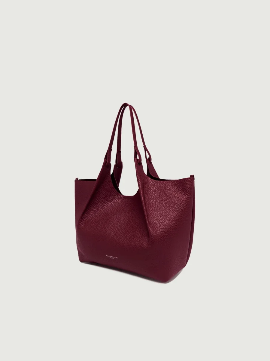 BORSA DUA IN PELLE BORDEAUX - immagine 4
