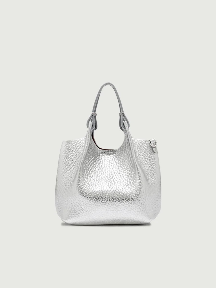 BORSA DUA MINI IN PELLE SILVER - immagine 6