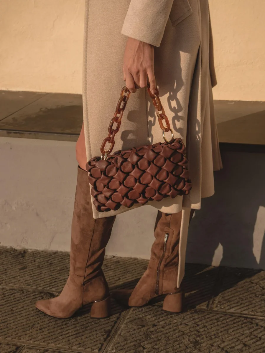 BORSA IN PELLE INTRECCIATA BRUCIATO CURLY - immagine 6