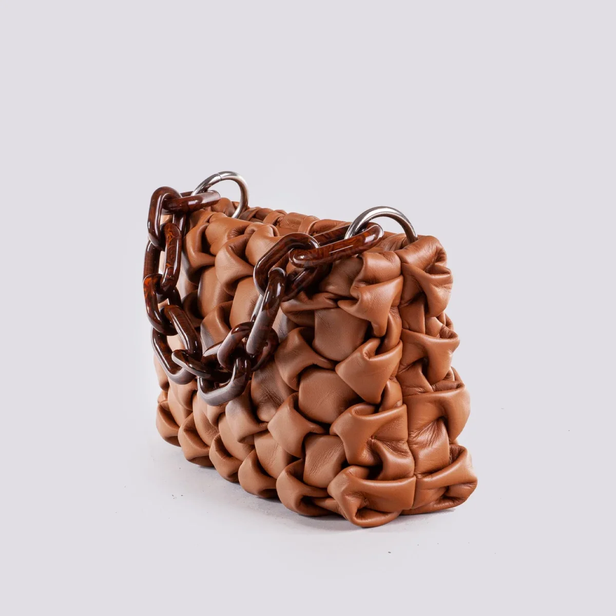 BORSA IN PELLE INTRECCIATA CURLY CUOIO - immagine 3