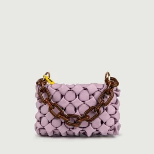 BORSA IN PELLE INTRECCIATA LILLA "CURLY"