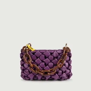 BORSA IN PELLE INTRECCIATA VIOLA "CURLY"