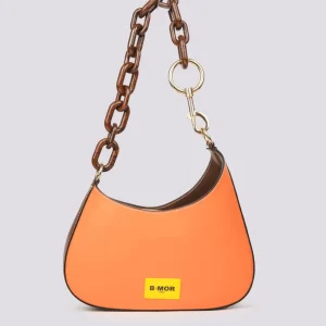 BORSA "MINI CURVY" BICOLORE ARANCIO E MARRONE