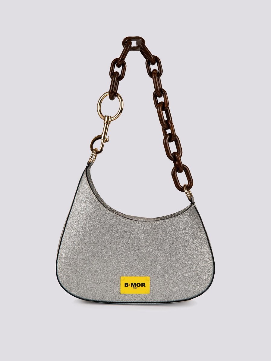 BORSA MINI CURVY Glitter Barbie SILVER