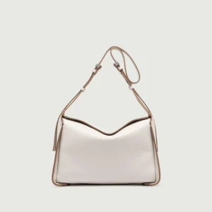 BORSA PENELOPE GRANDE IN PELLE BIANCO SABBIA