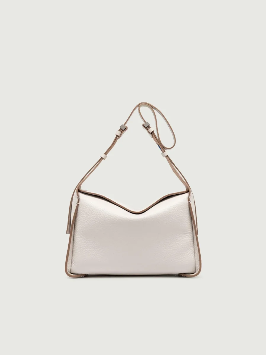BORSA PENELOPE GRANDE IN PELLE BIANCO SABBIA