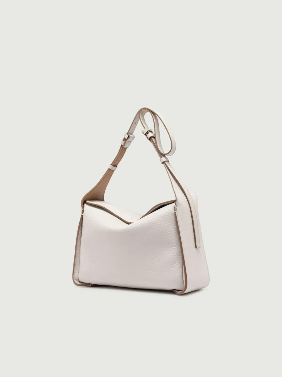 BORSA PENELOPE GRANDE IN PELLE BIANCO SABBIA - immagine 3
