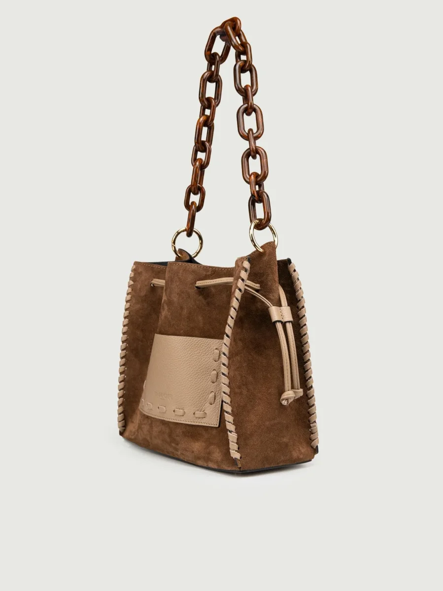 BORSA POCAHONTAS IN CAMOSCIO TAUPE - immagine 3