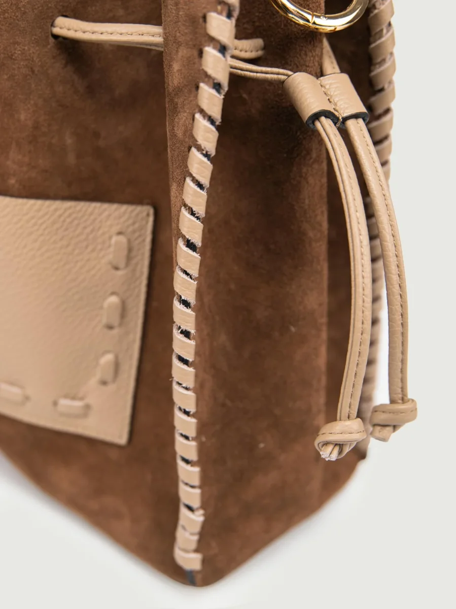 BORSA POCAHONTAS IN CAMOSCIO TAUPE - immagine 4