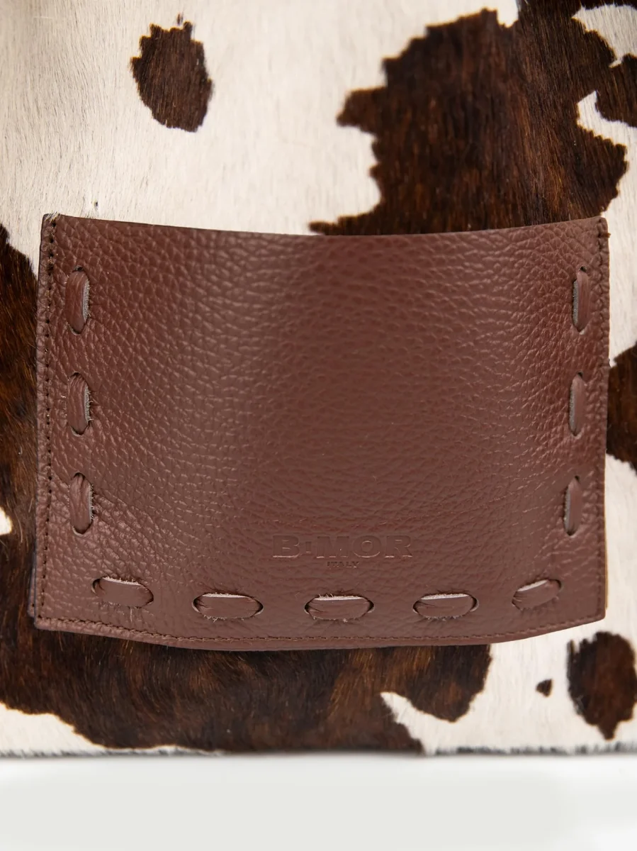 BORSA POCAHONTAS IN CAVALLINO COW PRINT MARRONE - immagine 6