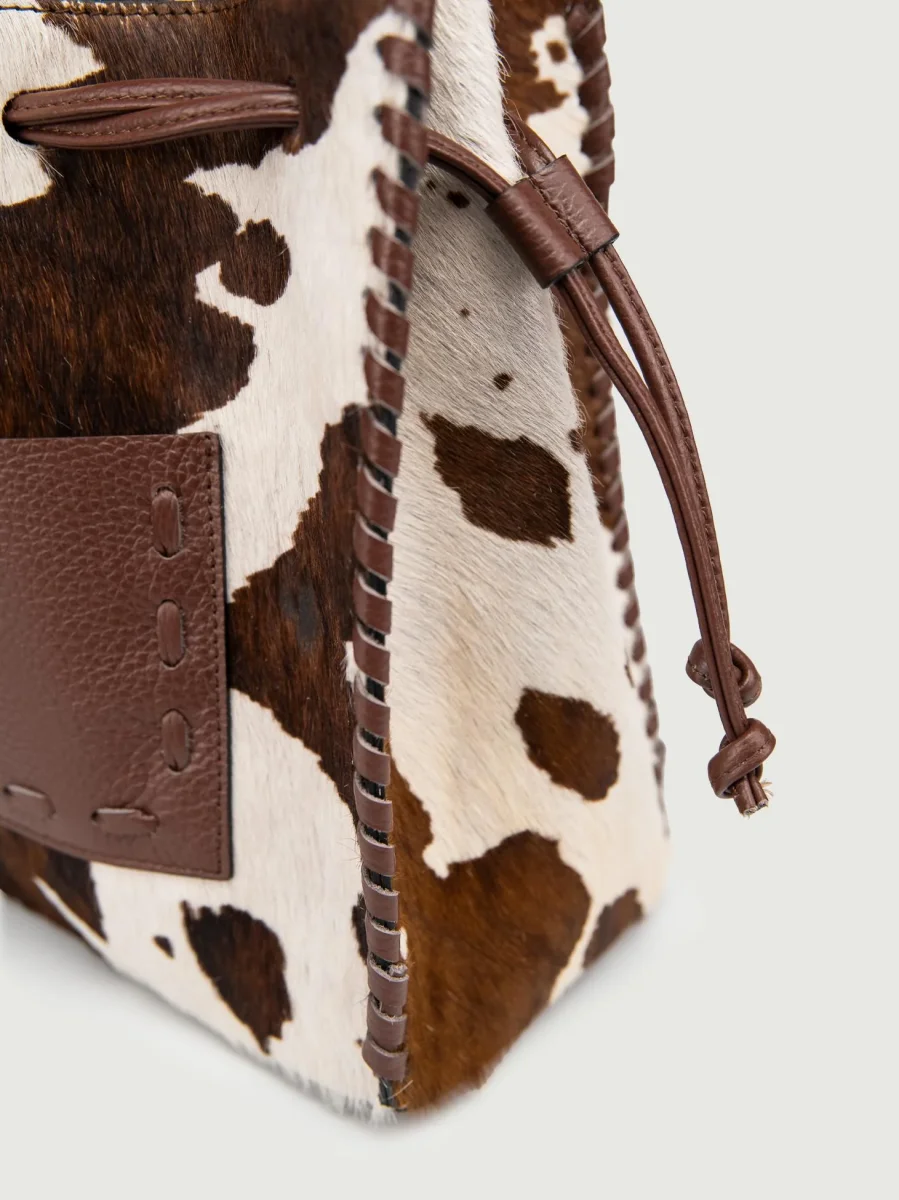 BORSA POCAHONTAS IN CAVALLINO COW PRINT MARRONE - immagine 4