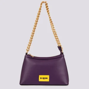 BORSA QUEEN  CON CATENA ORO  IN PELLE VIOLA