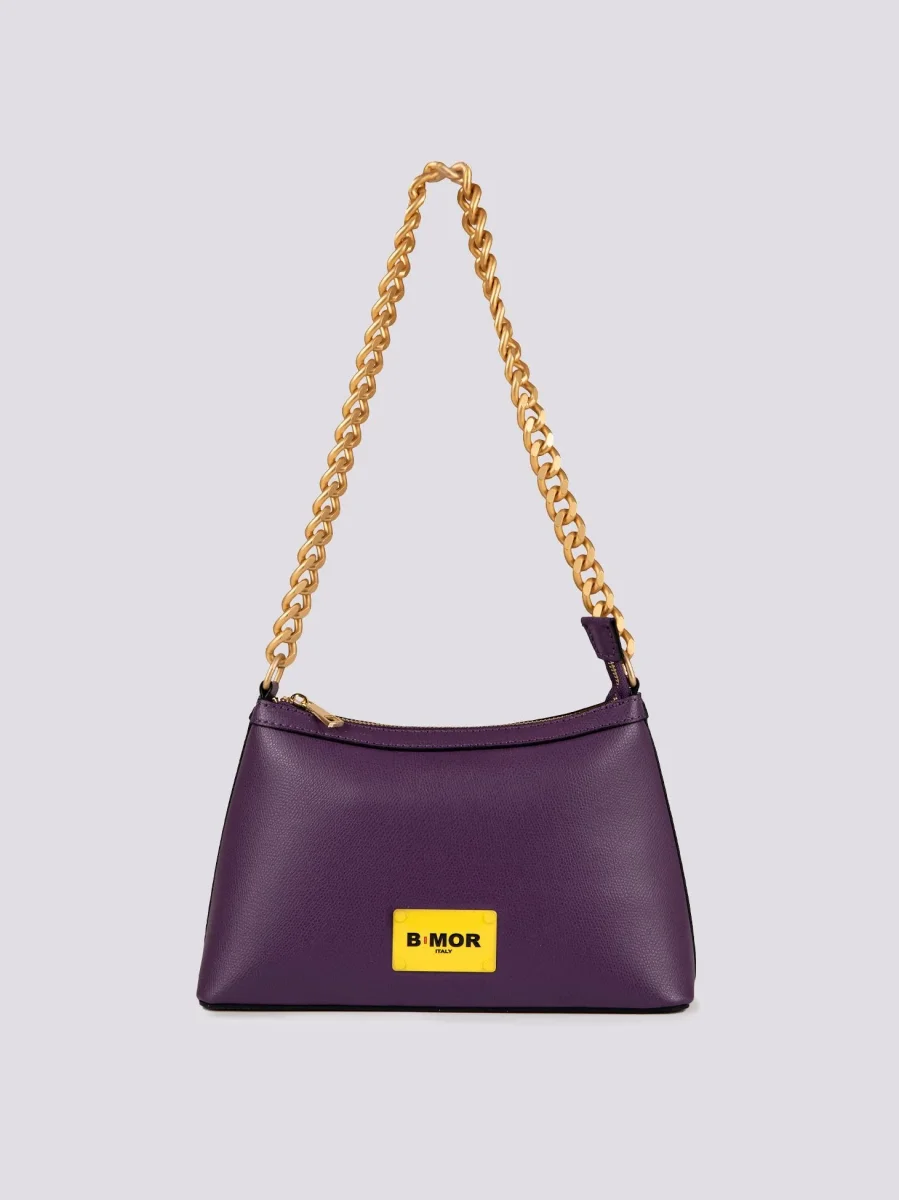BORSA QUEEN CON CATENA ORO IN PELLE VIOLA