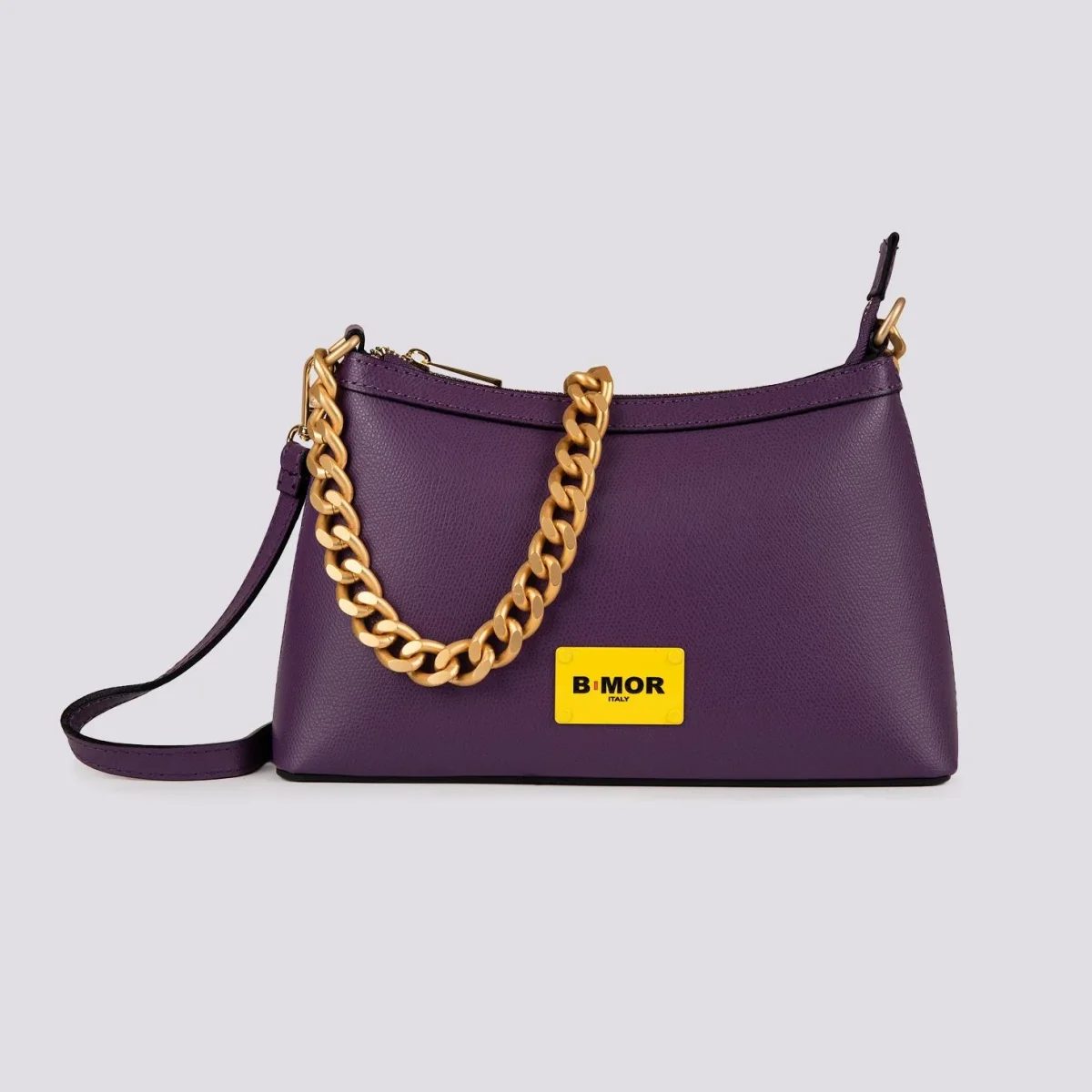 BORSA QUEEN CON CATENA ORO IN PELLE VIOLA - immagine 5
