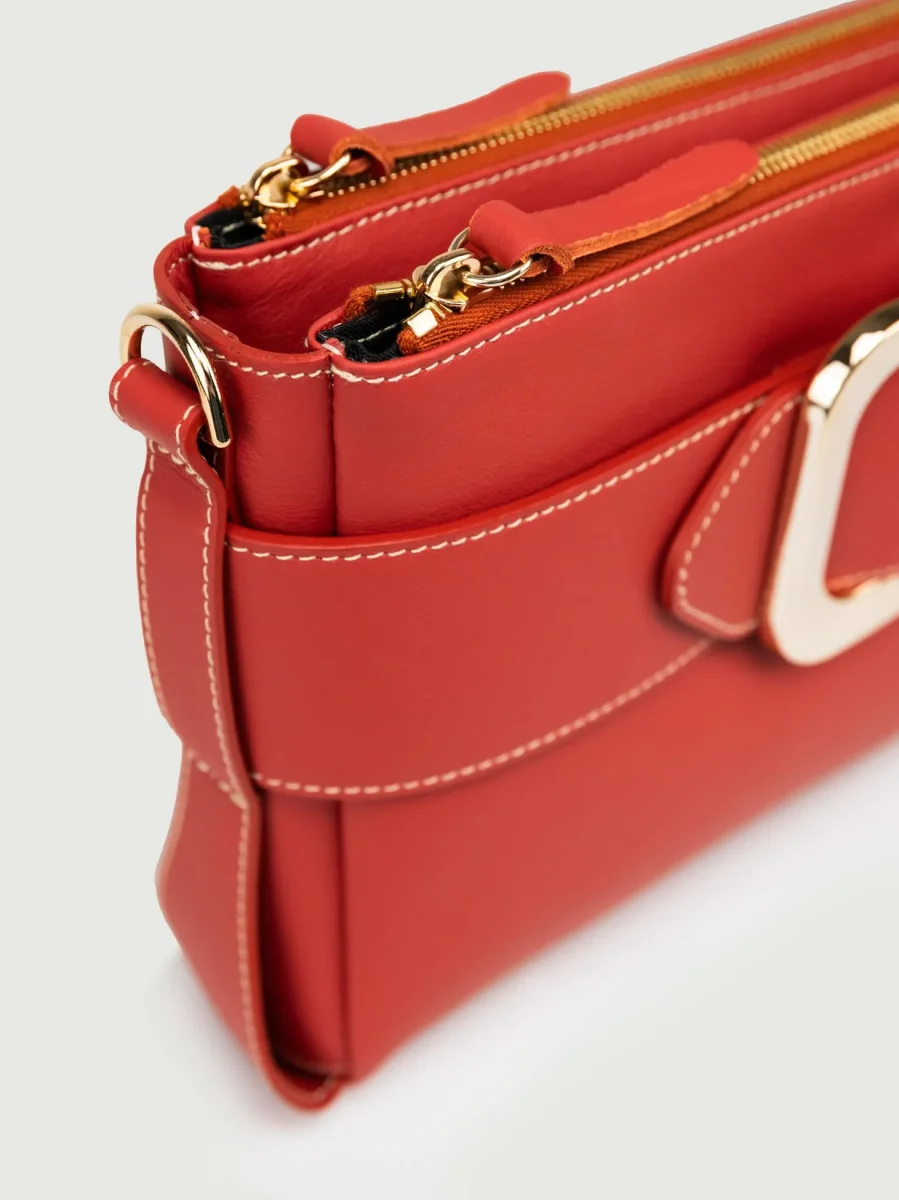 BORSA TRACOLLA IN PELLE MATTONE - immagine 6